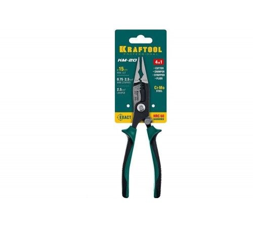 KRAFTOOL  KM-20 резка d 15мм, зачистка 0.75–2.5мм2, Клещи многофункциональные (23336-20)
