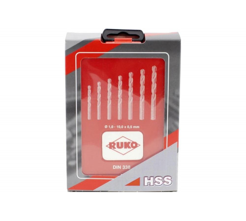 Набор свёрл по металлу HSS-G 1,0-10,0 мм, 19 предметов RUKO 214214