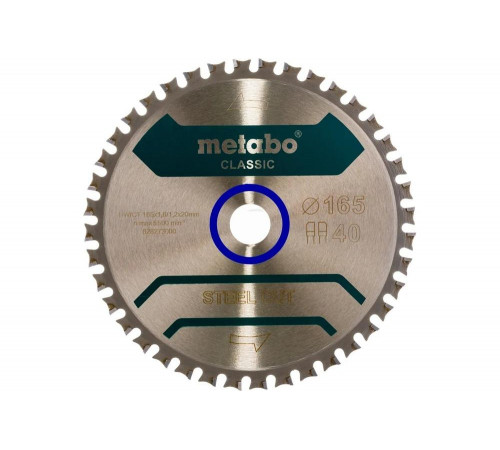Пильный диск по металлу 165x20 мм, Z40, WZ 4 Metabo SteelCutClassic 628273000 Пильный диск по металлу 165x20 мм, Z40, WZ 4 Metabo SteelCutClassic 628273000