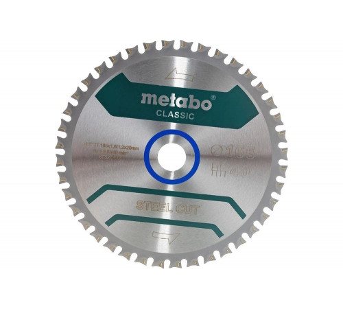 Пильный диск по металлу 165x20 мм, Z40, WZ 4 Metabo SteelCutClassic 628273000 Пильный диск по металлу 165x20 мм, Z40, WZ 4 Metabo SteelCutClassic 628273000