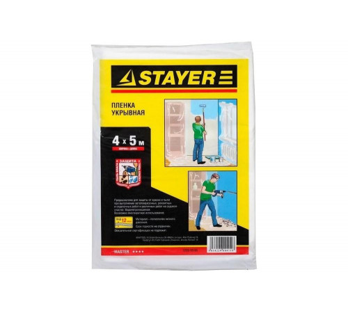 STAYER 4 х 5 м, 12 мкм, пленка укрывная 1225-15-05 STAYER 4 х 5 м, 12 мкм, пленка укрывная 1225-15-05