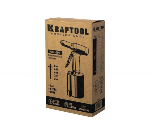 KRAFTOOL 2.4-6.4 мм, заклепочник пневматический AR-64 31185_z02 KRAFTOOL 2.4-6.4 мм, заклепочник пневматический AR-64 31185_z02