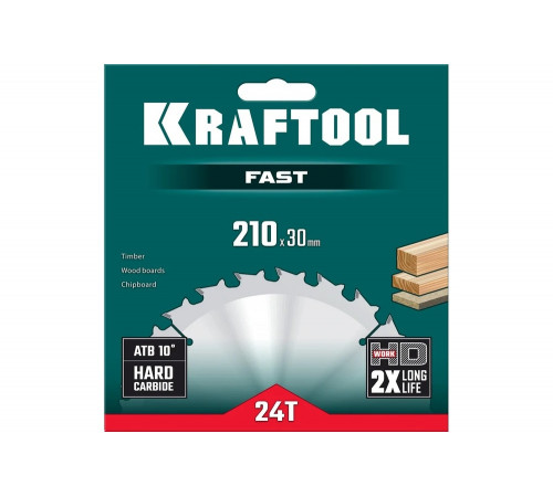 Диск пильный по дереву Fast 210x30 мм, 24Т KRAFTOOL 36950-210-30 Диск пильный по дереву Fast 210x30 мм, 24Т KRAFTOOL 36950-210-30