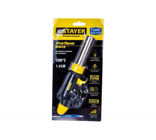 STAYER 1300°C, пьезоподжиг, газовая горелка на баллон Proterm 55580