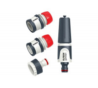 Комплект для полива Elitech HF 006 Garden 4 предмета: насадка д/шланга, 1/2"соед.,1/2"соед.с акваст 206030