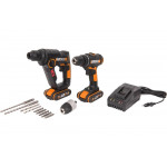 Комбо-набор WORX WX927: аккумуляторная дрель-шуруповерт WX101.9 + аккумуляторный перфоратор H3 WX390.1