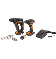 Комбо-набор WORX WX927: аккумуляторная дрель-шуруповерт WX101.9 + аккумуляторный перфоратор H3 WX390.1