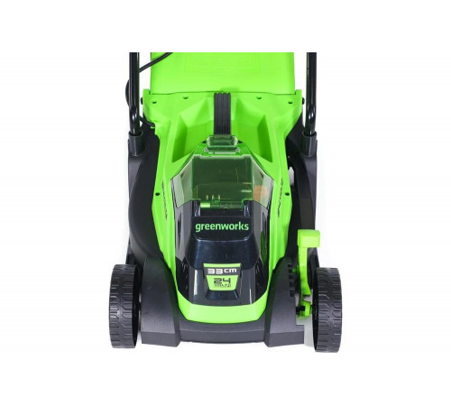 Газонокосилка аккумуляторная GreenWorks 24V, 33 см, бесщеточная, с 1хАКБ 4Ач c USB и ЗУ 2516107USB4 Газонокосилка аккумуляторная GreenWorks 24V, 33 см, бесщеточная, с 1хАКБ 4Ач c USB и ЗУ 2516107USB4