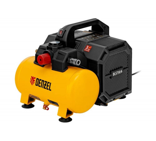 Компрессор Denzel dls750/6 безмасляный малошумный 750 вт, 140 л/мин, ресивер 6 л 58019 Компрессор Denzel dls750/6 безмасляный малошумный 750 вт, 140 л/мин, ресивер 6 л 58019