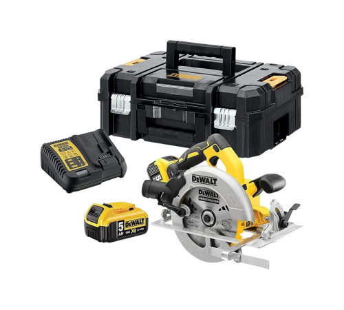 Аккумуляторная дисковая пила Dewalt DCS570P2, 18 В, 184 мм, 5500 об/мин, с 2 АКБ 5 Ач и ЗУ, в кейсе TSTAK DCS570P2-QW