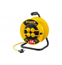 Силовой удлинитель на катушке STAYER ПВС 3x2.5 20м 4000Вт ip44 55064-20