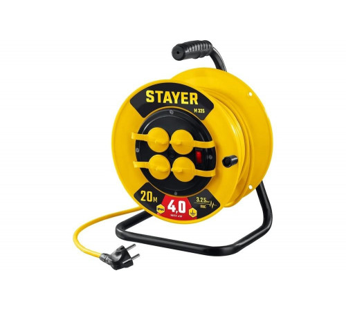 Силовой удлинитель на катушке STAYER ПВС 3x2.5 20м 4000Вт ip44 55064-20 Силовой удлинитель на катушке STAYER ПВС 3x2.5 20м 4000Вт ip44 55064-20
