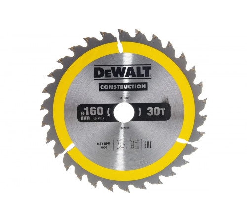 Пильный диск CONSTRUCT 160х20 мм, 30Т, ATB +10град DEWALT DT1932