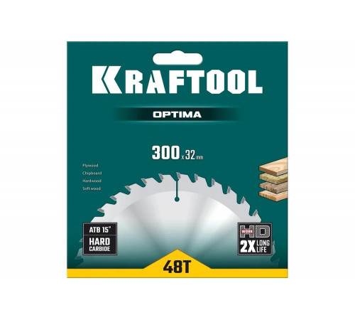 Диск пильный по дереву KRAFTOOL Optima 300x32 мм, 48Т 36951-300-32 Диск пильный по дереву KRAFTOOL Optima 300x32 мм, 48Т 36951-300-32