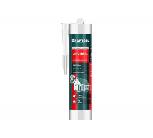 KRAFTOOL 300 мл, универсальный, белый, силиконовый герметик KRAFTSIL FX100 41253-0 KRAFTOOL 300 мл, универсальный, белый, силиконовый герметик KRAFTSIL FX100 41253-0
