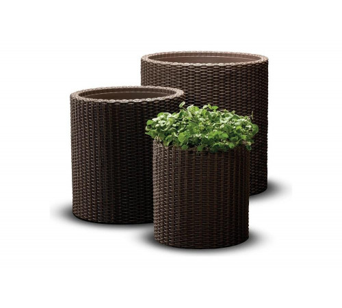 Комплект кашпо Keter CYLINDER PLANTERS S+M+L, графит 230217
