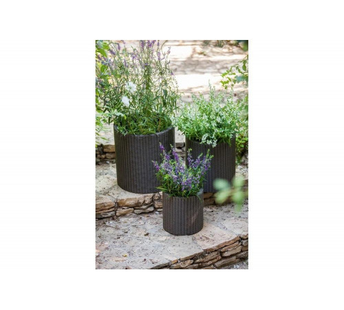 Комплект кашпо Keter CYLINDER PLANTERS S+M+L, графит 230217