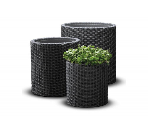 Комплект кашпо Keter CYLINDER PLANTERS S+M+L, графит 230217