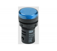 Лампа IEK AD22DS LED матрица, d=22мм, синий, 230В BLS10-ADDS-230-K07