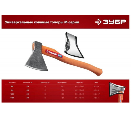ЗУБР 600/850 г, 350 мм, топор универсальный кованый 20625-06_z02