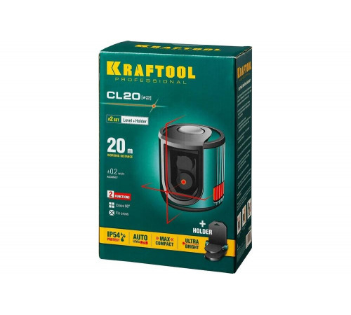 KRAFTOOL линейный лазерный нивелир с держателем CL 20 2 34700-2 Professional KRAFTOOL линейный лазерный нивелир с держателем CL 20 2 34700-2 Professional