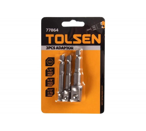 Набор переходников 1/4"DR, 3/8"DR, 1/2"DR, 3 предмета TOLSEN TT77864 Набор переходников 1/4"DR, 3/8"DR, 1/2"DR, 3 предмета TOLSEN TT77864