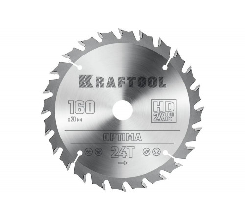 Диск пильный по дереву Optima 160x20 мм, 24Т KRAFTOOL 36951-160-20