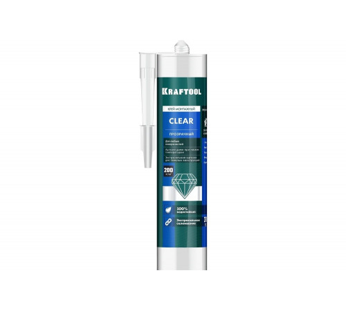 KRAFTOOL 310 мл, суперсильный, прозрачный, монтажный клей KraftNails Premium KN-601T 41342 KRAFTOOL 310 мл, суперсильный, прозрачный, монтажный клей KraftNails Premium KN-601T 41342