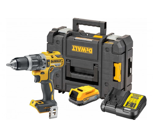 Аккумуляторная ударная дрель-шуруповерт Dewalt DCD796E1T, 18 В, 2000 об/мин, 34000 уд/мин, с АКБ 1.7 Ач и ЗУ, в кейсе TSTAK DCD796E1T-XJ
