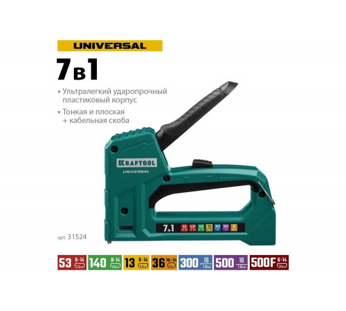 Cтеплер тип 53 (6-14мм)/140 (8-14 мм)/13/ 53F/36/500 KRAFTOOL Universal 31524 Cтеплер тип 53 (6-14мм)/140 (8-14 мм)/13/ 53F/36/500 KRAFTOOL Universal 31524