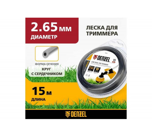 Двухкомпонентная круглая леска для триммера 2,65 мм 15 м EXTRA CORD DENZEL 96128 Двухкомпонентная круглая леска для триммера 2,65 мм 15 м EXTRA CORD DENZEL 96128