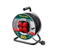 Удлинитель на катушке KRAFTOOL К-315 50м, 3700Вт, 4 гнезда, IP44, КГ 3х1.5кв.мм 55085-50_z01