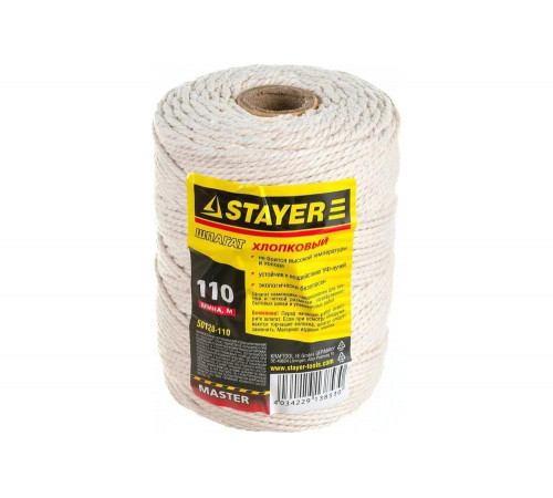 Хлопковый шпагат каменщика 110 м STAYER 50120-110 Хлопковый шпагат каменщика 110 м STAYER 50120-110