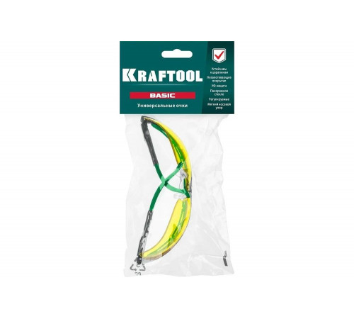 KRAFTOOL жёлтые, химическистойкие, стекло-моноблок, очки 110318 KRAFTOOL жёлтые, химическистойкие, стекло-моноблок, очки 110318