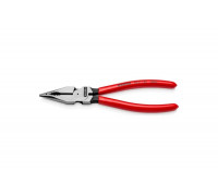 Комбинированные остроконечные плоскогубцы KNIPEX с удлинёнными губками, длина 185 мм, обливные ручки KN-0821185