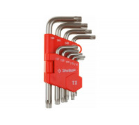 Набор имбусовых коротких ключей TORX Т10-Т50, 9 шт ЗУБР МАСТЕР 27462-1_z02