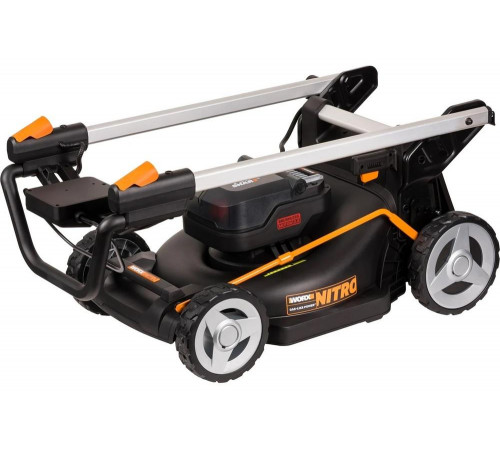 Аккумуляторная газонокосилка WORX 46 см, бесщеточная, 40В, 4Ач х2, ЗУ 2А х2, коробка WG748E Аккумуляторная газонокосилка WORX 46 см, бесщеточная, 40В, 4Ач х2, ЗУ 2А х2, коробка WG748E