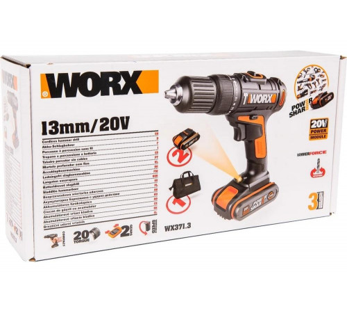 Аккумуляторная ударная дрель-шуруповерт WORX WX371.3 Аккумуляторная ударная дрель-шуруповерт WORX WX371.3