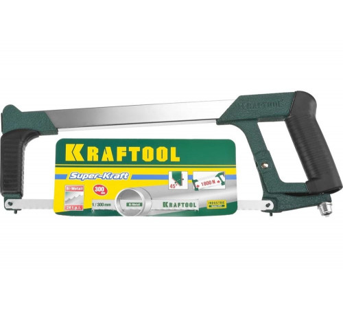 Ножовка "INDUSTRIE" по металлу, натяжная, обрезиненная ручка Kraftool 300мм 15801_z01