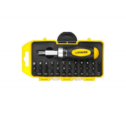 STAYER 38 шт., отвертка реверсивная с битами MAXFIX 2557-H38