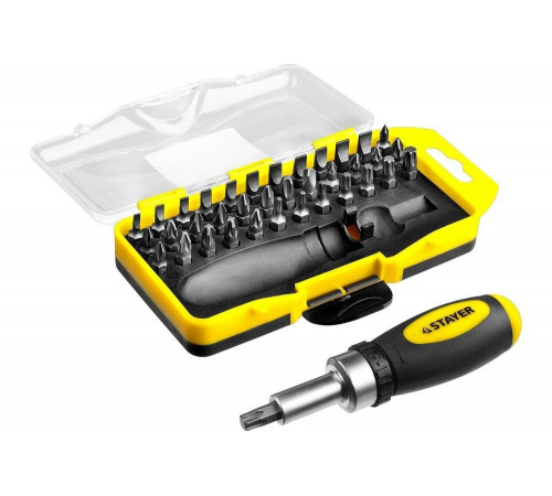 STAYER 38 шт., отвертка реверсивная с битами MAXFIX 2557-H38