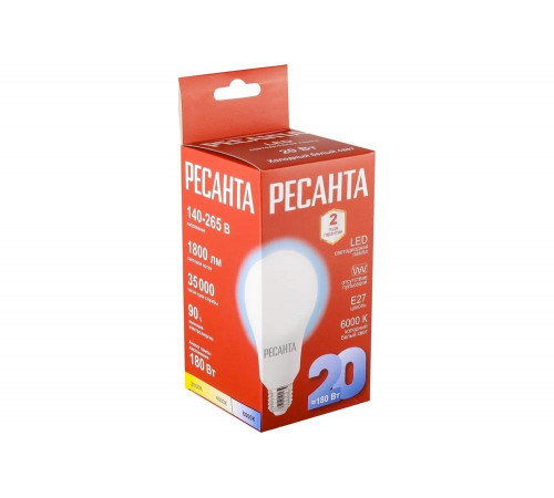 Светодиодная лампа Ресанта LL-R-A80-20W-230-6K-E27 Светодиодная лампа Ресанта LL-R-A80-20W-230-6K-E27