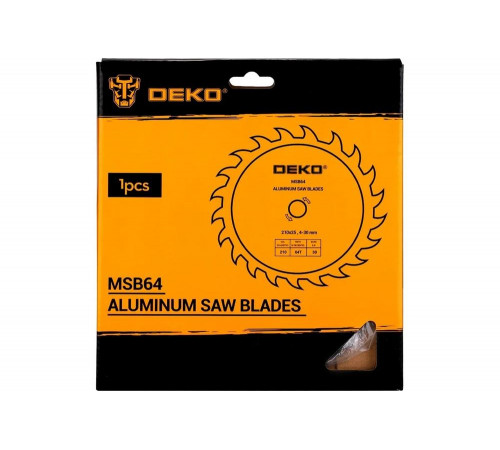 Диск пильный по алюминию MSB64 210x25.4-30 мм, 64T DEKO 063-4350 Диск пильный по алюминию MSB64 210x25.4-30 мм, 64T DEKO 063-4350