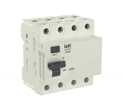 Выключатель дифференциального тока IEK ARMAT R10N 4P 100А 30мА тип AC AR-R10N-4-100C030