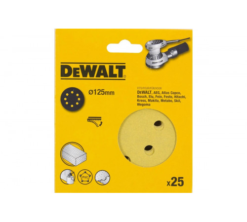 Круг шлифовальный (125 мм; Р240) 25 шт. DEWALT DT 3117