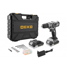 Аккумуляторная дрель-шуруповерт DEKO DKCD20 Black Edition SET 3 в кейсе + набор 63 инструмента, 20В, 2.0Ач 063-4050