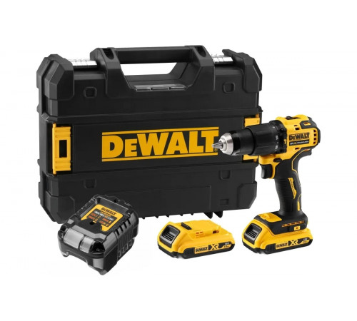 Аккумуляторная ударная дрель-шуруповерт DEWALT DCD709D2T, 18 В, 1650 об/мин, 28050 уд/мин, с 2 АКБ 2 Ач и ЗУ, в кейсе TSTAK DCD709D2T-QW