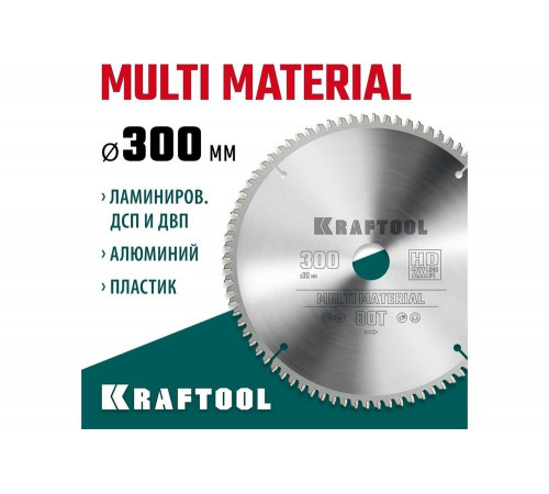 Диск пильный по алюминию KRAFTOOL Multi material 300x30 мм, 80Т 36953-300-30