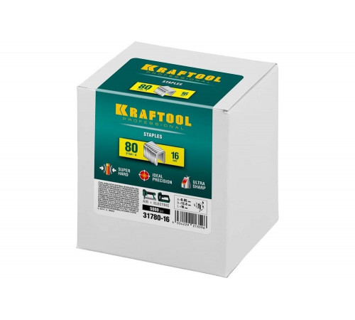 KRAFTOOL скобы тип 80, 16 мм, скобы для степлера 31780-16 KRAFTOOL скобы тип 80, 16 мм, скобы для степлера 31780-16