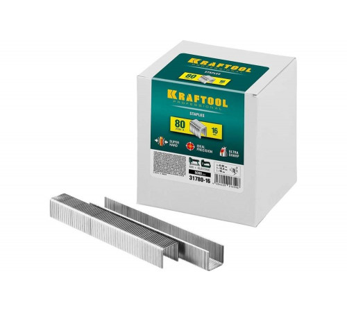 KRAFTOOL скобы тип 80, 16 мм, скобы для степлера 31780-16 KRAFTOOL скобы тип 80, 16 мм, скобы для степлера 31780-16